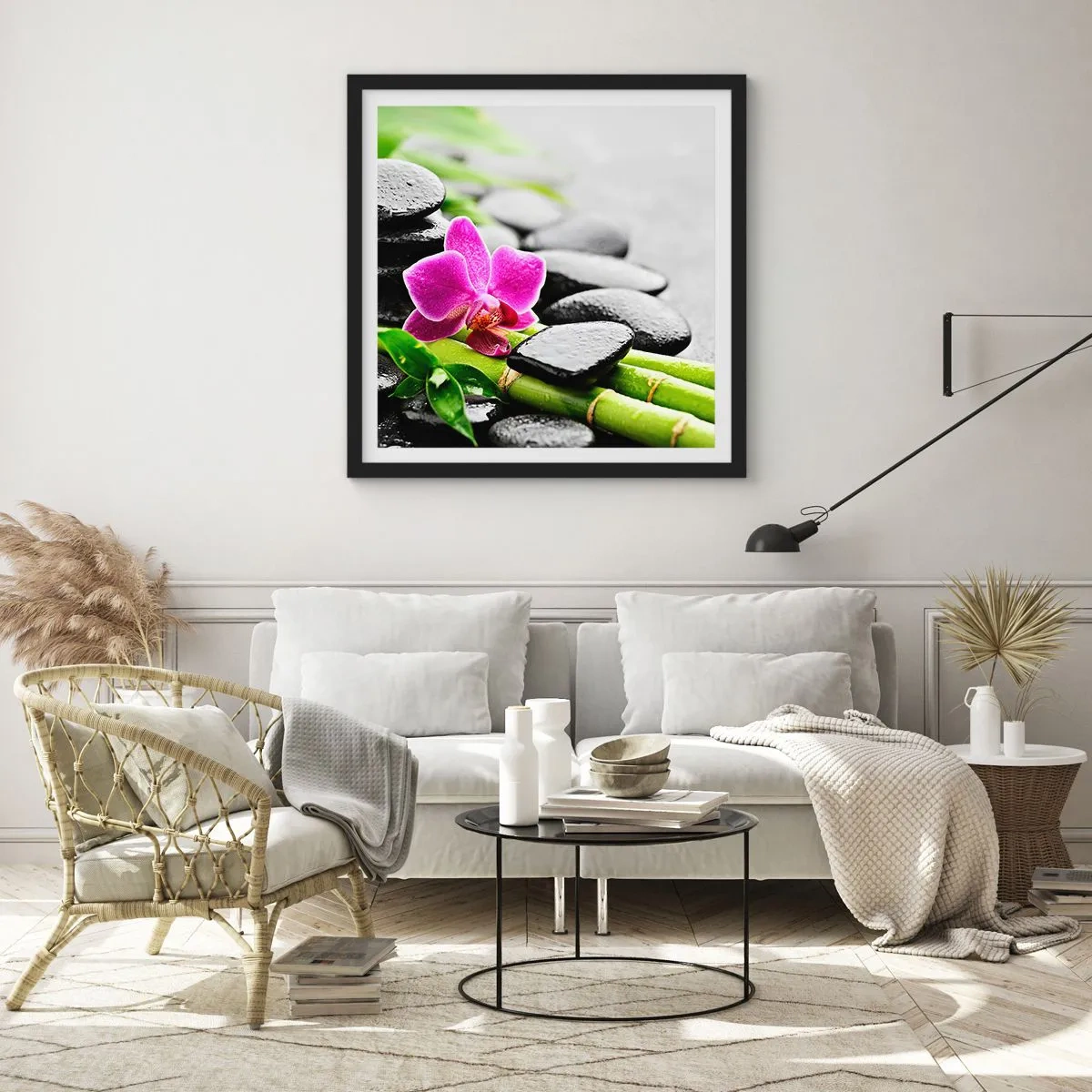 Affiche dans un cadre noir - Poster - Dans un équilibre de calme - 40x40 cm