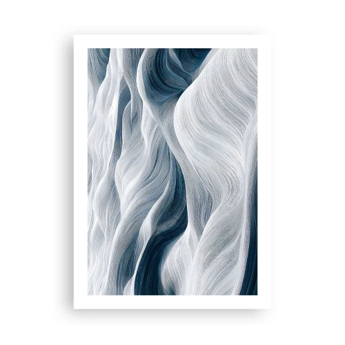 Affiche - Poster - Vagues abstraites dans des tons de blanc et de bleu marine - 50x70cm - Vagues blanches et bleues - Décoration murale moderne pour le salon et la chambre ARTTOR