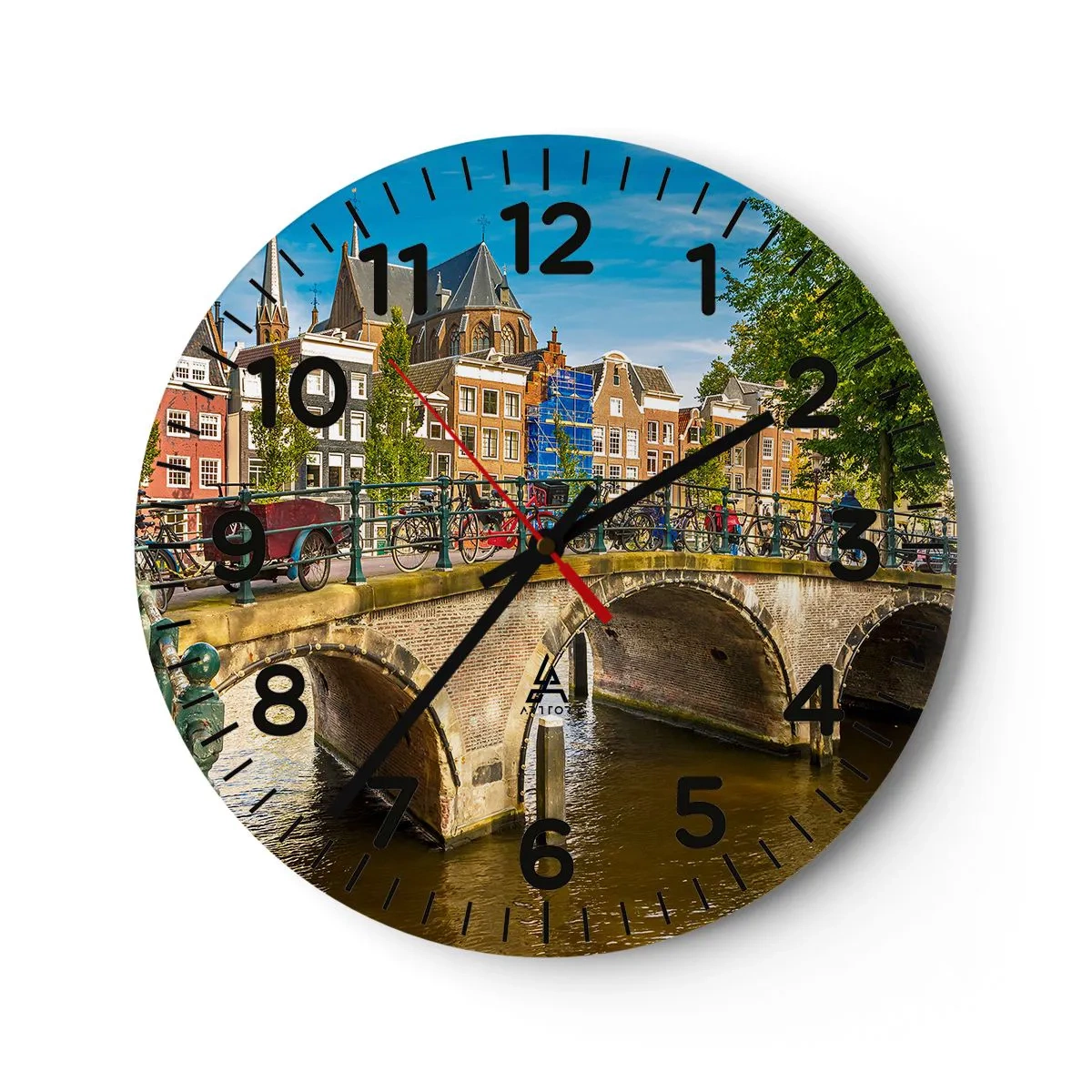 Horloge murale - Pendule murale - Le printemps sur le canal - 40x40 cm