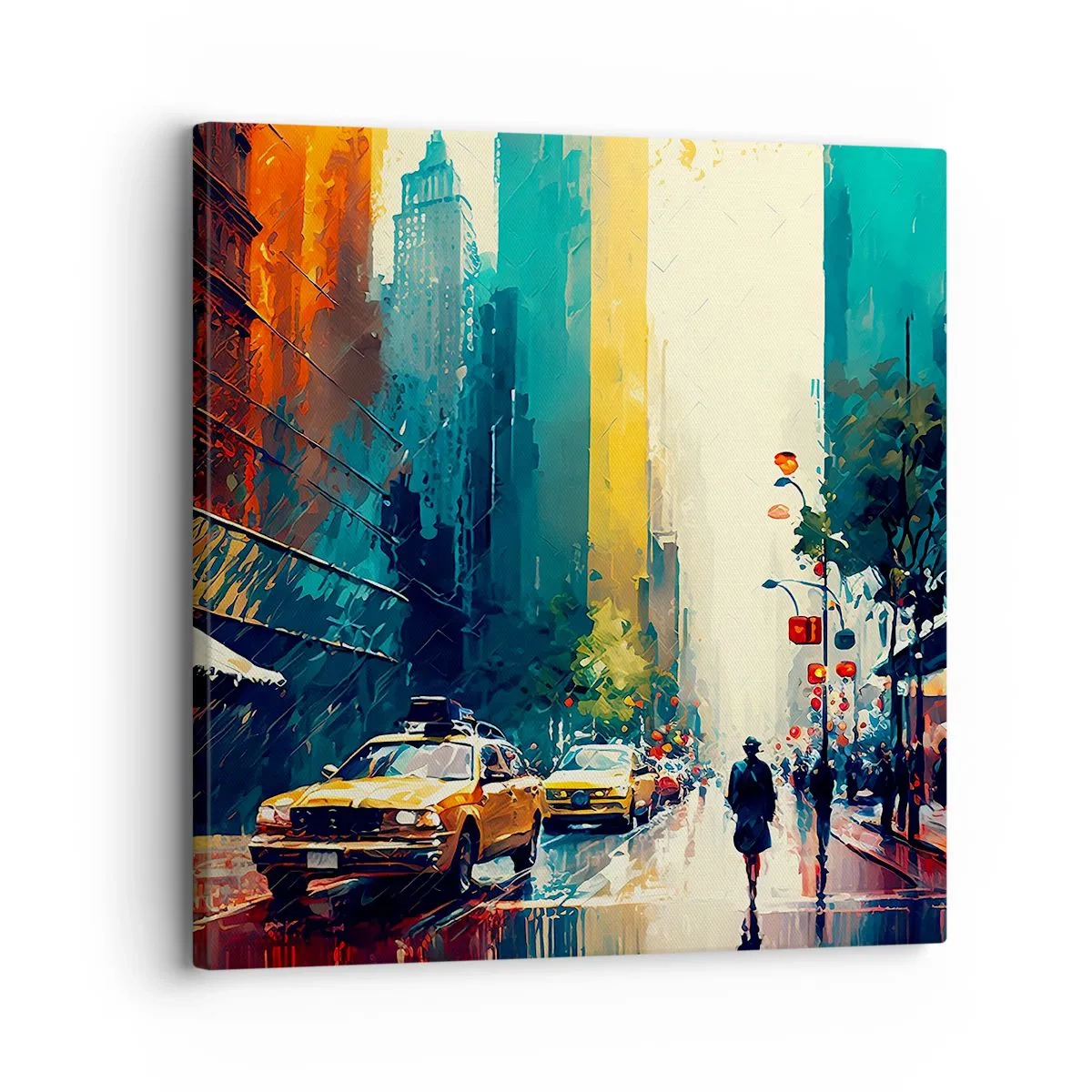 Impression sur toile - Image sur toile - New York – ici même la pluie est colorée - 30x30 cm