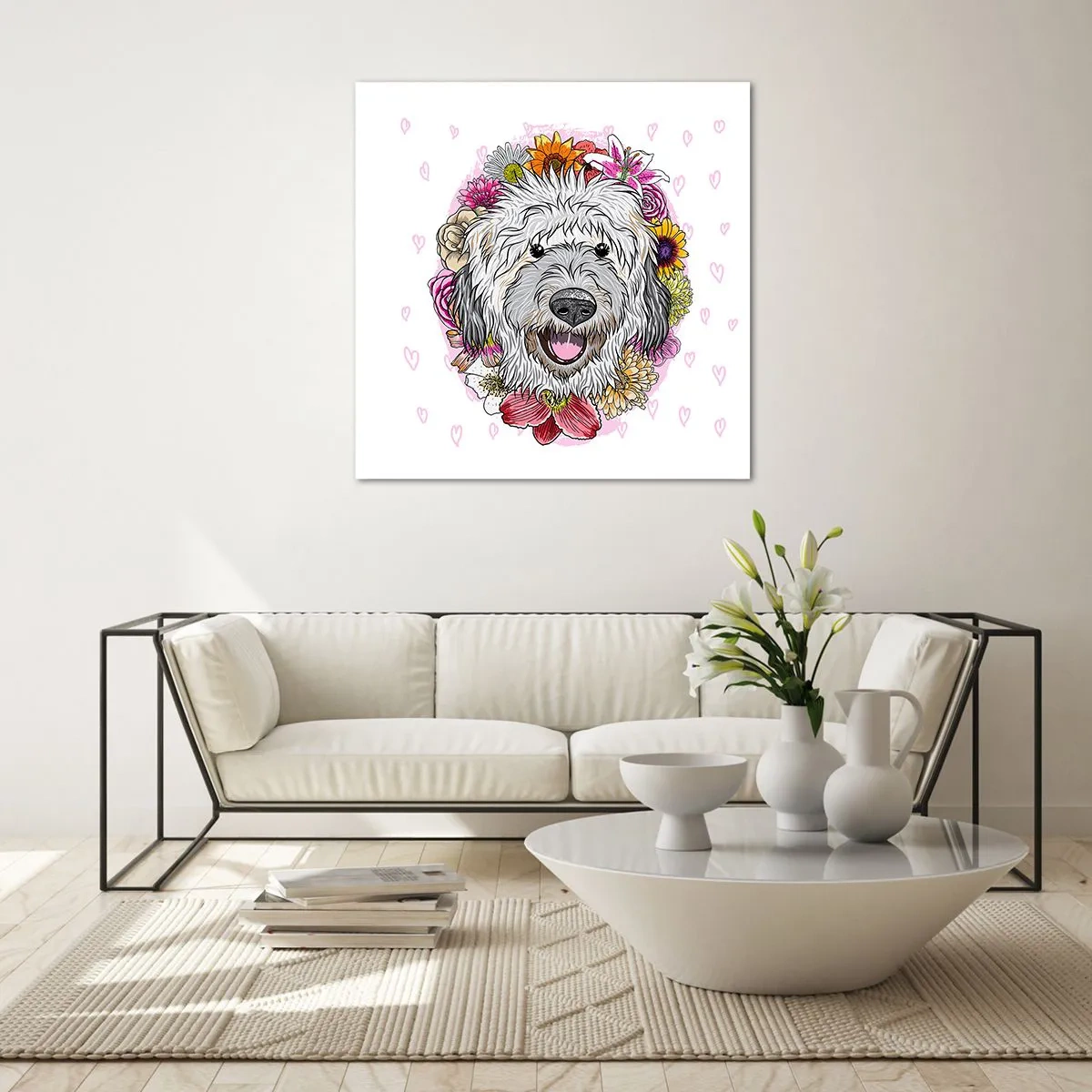 Impression sur verre - Image sur verre - La joie du chiot - 70x70 cm