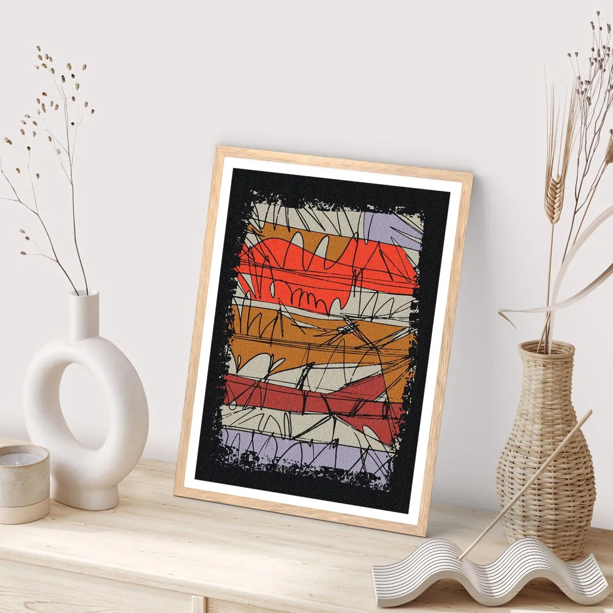 Affiche dans un chêne clair - Poster - Composition spontanée - 50x70 cm