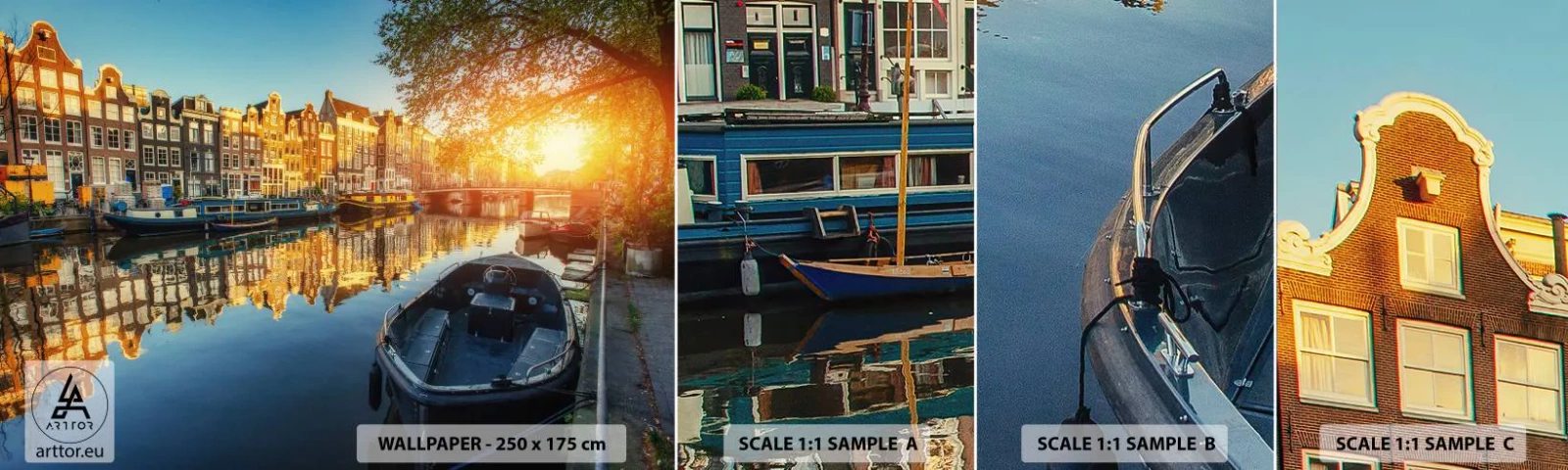 Échantillon De Papier Peint Standard Eco - Début de journée à Amsterdam - Ville, Amsterdam, Architecture - 100x30 cm