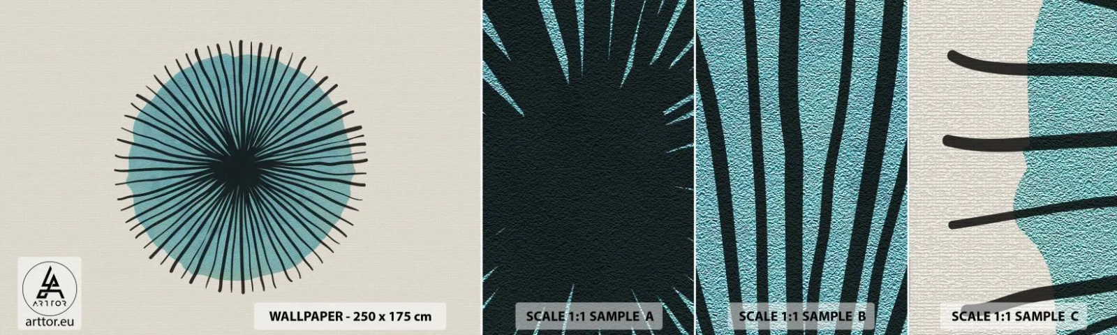 Échantillon De Papier Peint Standard Eco - Rayonnant dans l'azur - Abstraction, Morceau, Art moderne - 100x30 cm