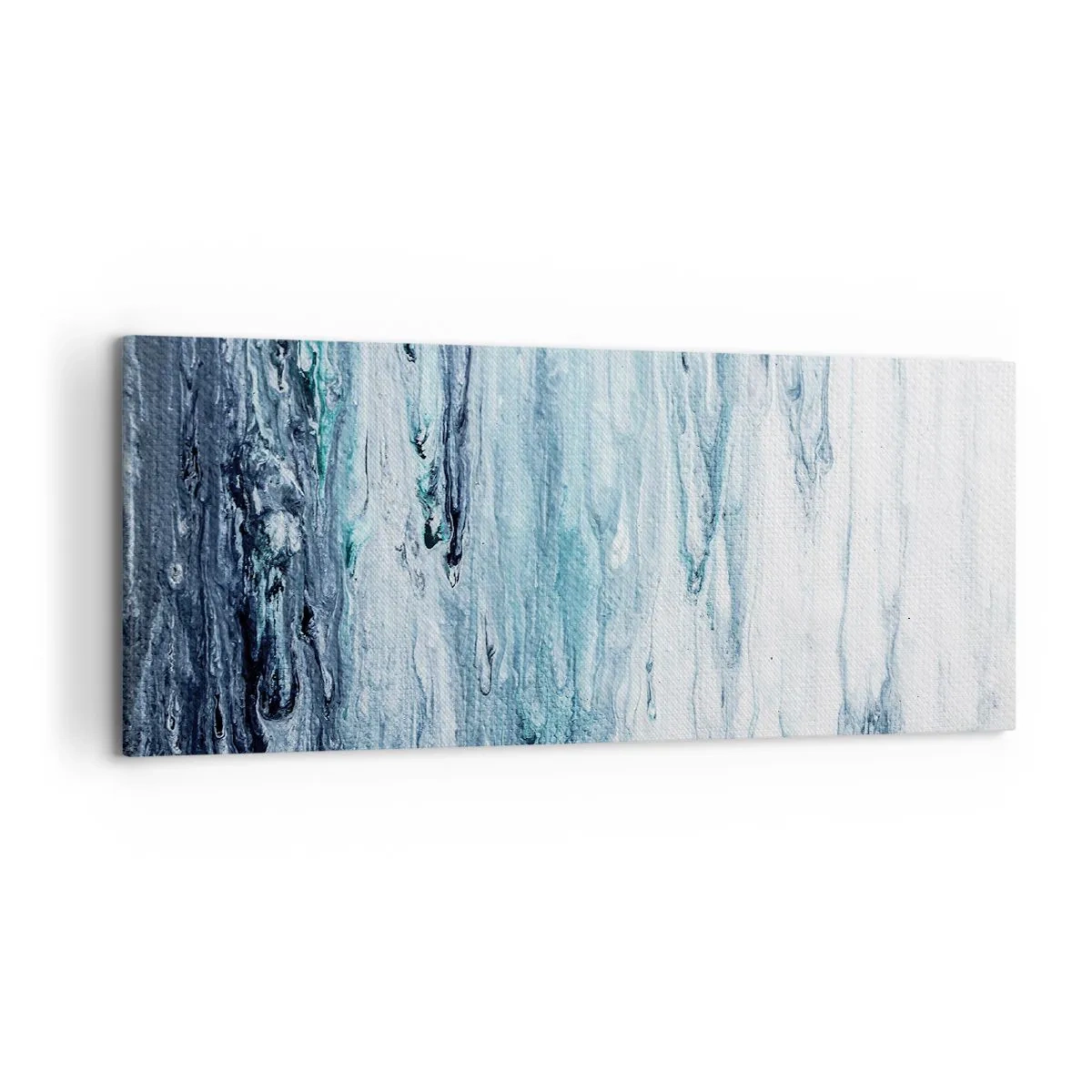 Impression sur toile - Image sur toile - Des stries bleues et blanches abstraites ressemblant à des glaçons - 120x50cm - Une glace bleue - Décoration murale moderne pour le salon et la chambre ARTTOR