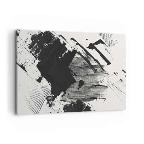 Impression sur toile - Image sur toile - Traits abstraits de noir sur fond blanc - 120x80cm - Abstraction – expression du noir - Décoration murale moderne pour le salon et la chambre ARTTOR