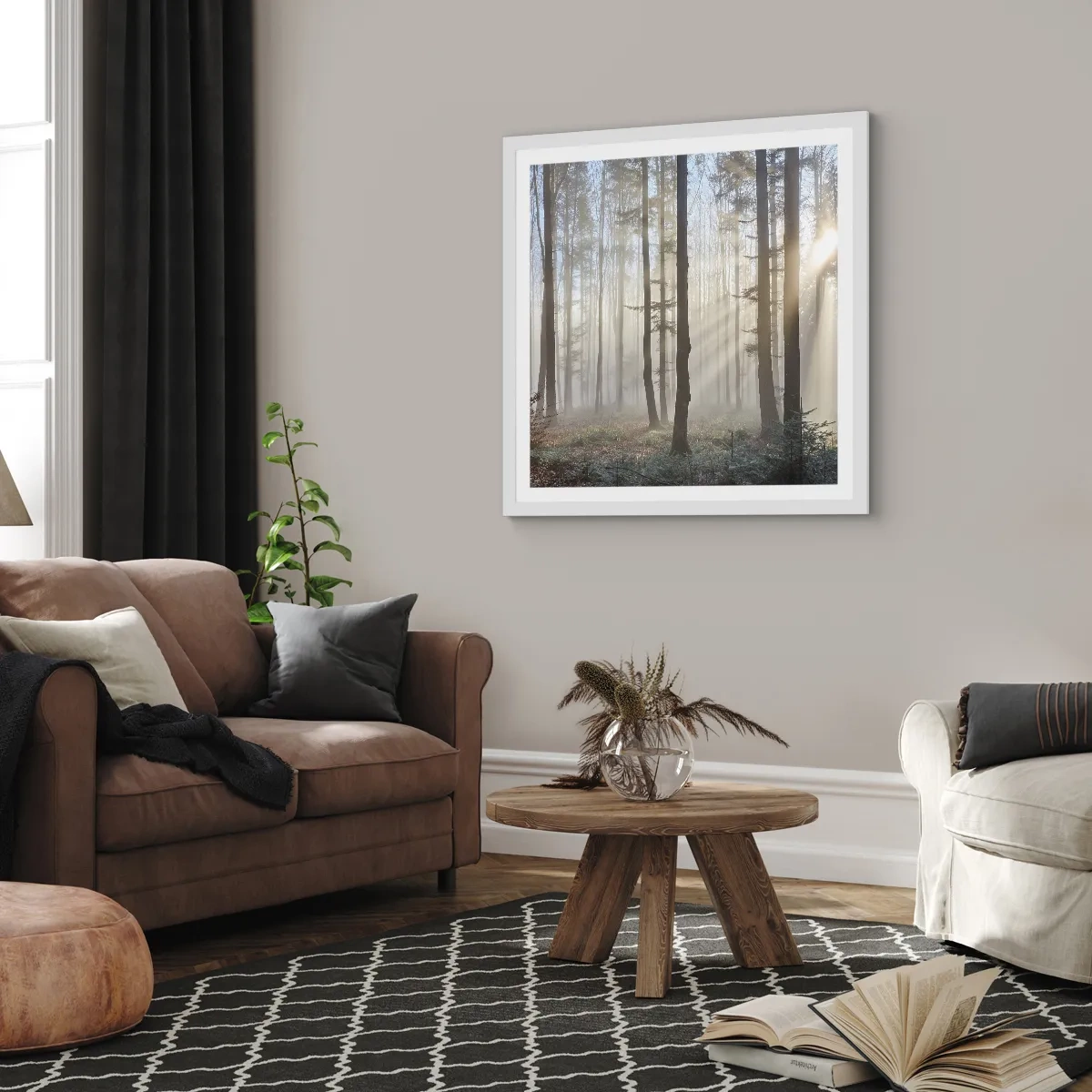 Affiche dans un cadre blanc - Poster - Le brouillard s'est aussi réveillé - 40x40 cm