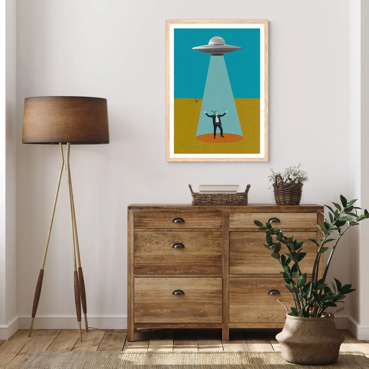 Affiche dans un chêne clair - Poster - Rencontre proche - 30x40 cm