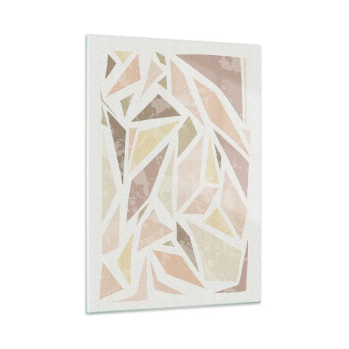 Impression sur verre - Image sur verre - Mosaïque géométrique aux couleurs pastel sur fond clair - 50x70cm - Composition de vitraux - Décoration murale moderne pour le salon et la chambre ARTTOR