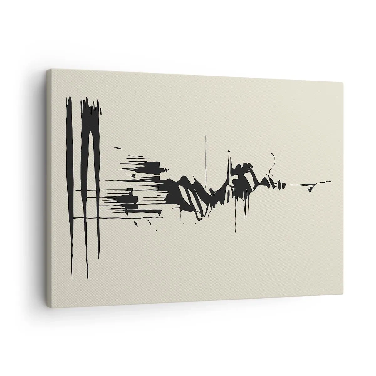 Impression sur toile - Image sur toile - Abstraction minimaliste avec des lignes noires sur un fond clair - 70x50cm - Abstraction hâtive - Décoration murale moderne pour le salon et la chambre ARTTOR