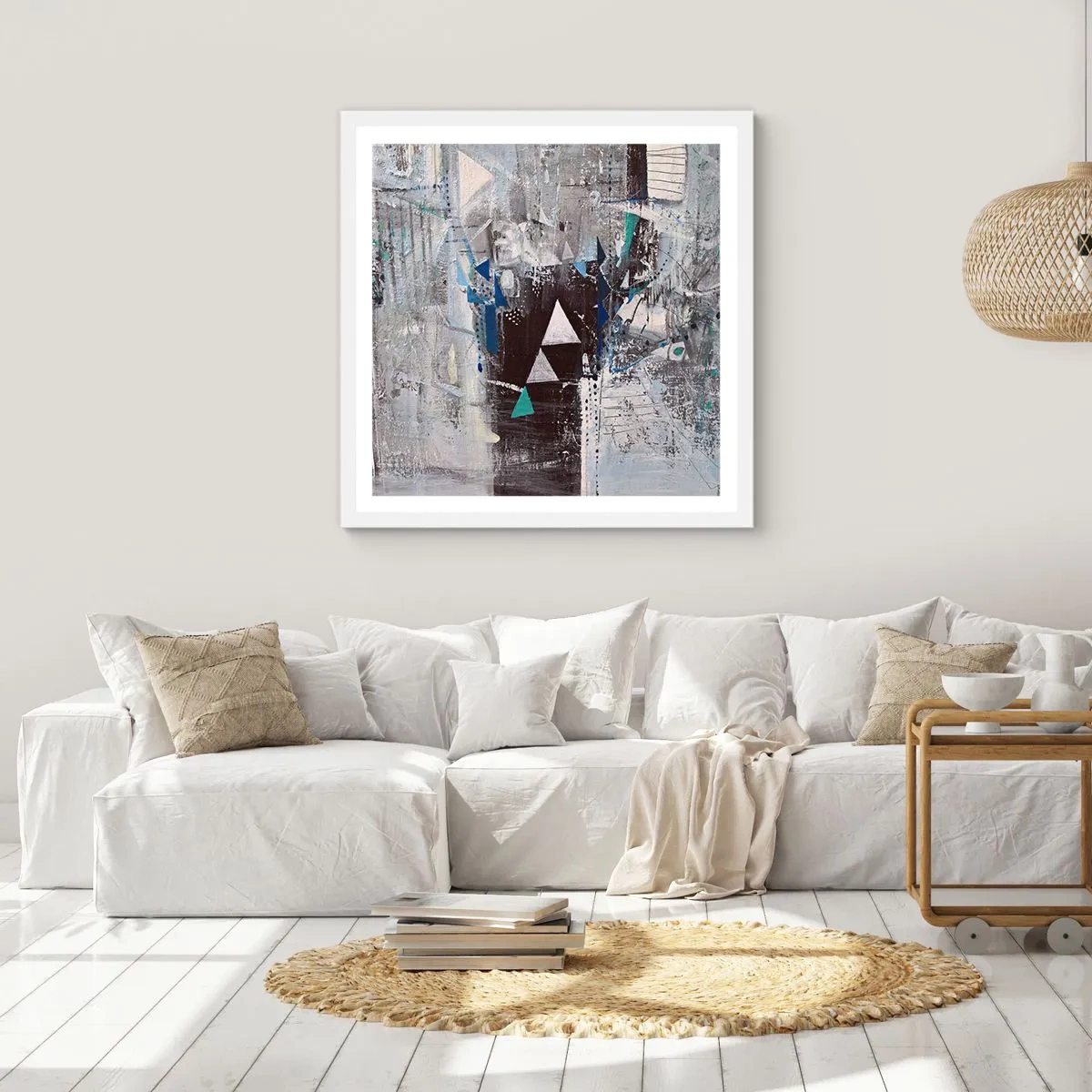 Affiche dans un cadre blanc - Poster - Ordre prioritaire des triangles - 30x30 cm