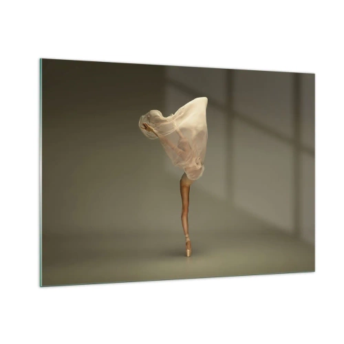 Impression sur verre - Image sur verre - Une danseuse dans une pose délicate avec son voile relevé - 100x70cm - Il va bientôt s'envoler - Décoration murale moderne pour le salon et la chambre ARTTOR