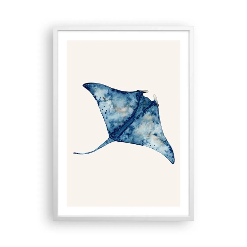 Affiche dans un cadre blanc - Poster - La vie en bleu - 50x70 cm