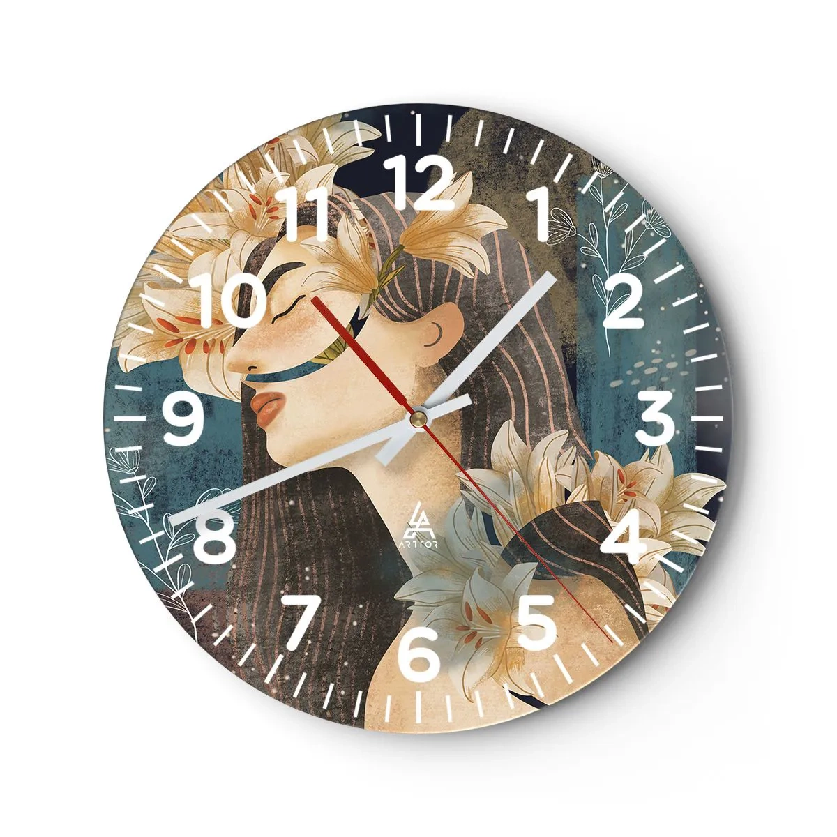 Horloge murale - Pendule murale - Conte de fée sur la princesse lilas - 30x30 cm