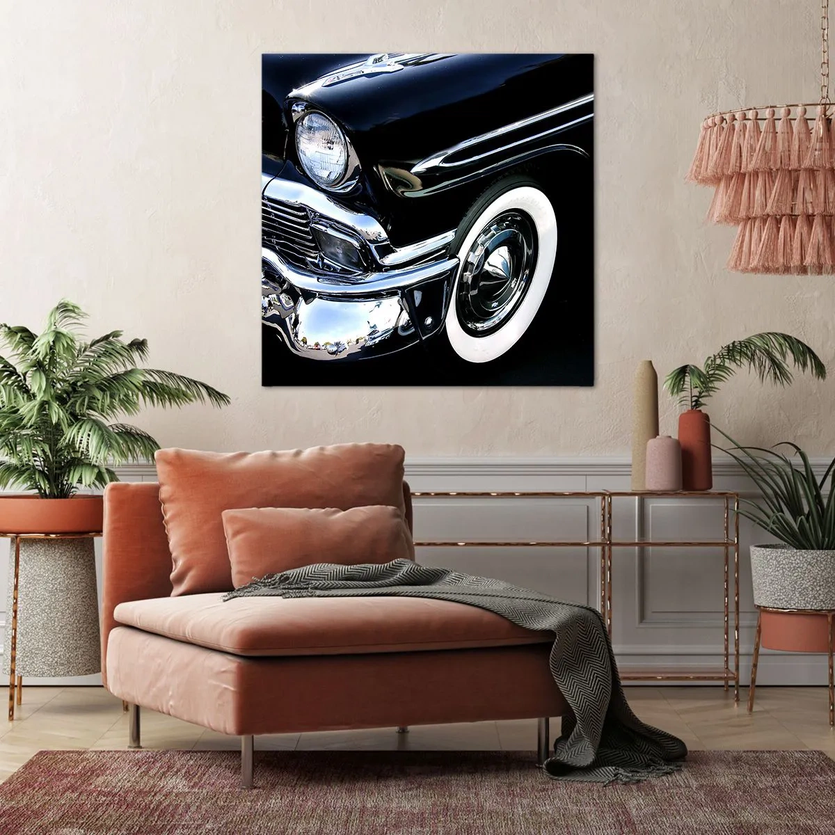 Impression sur toile - Image sur toile - Classique en argent, noir et blanc - 70x70 cm