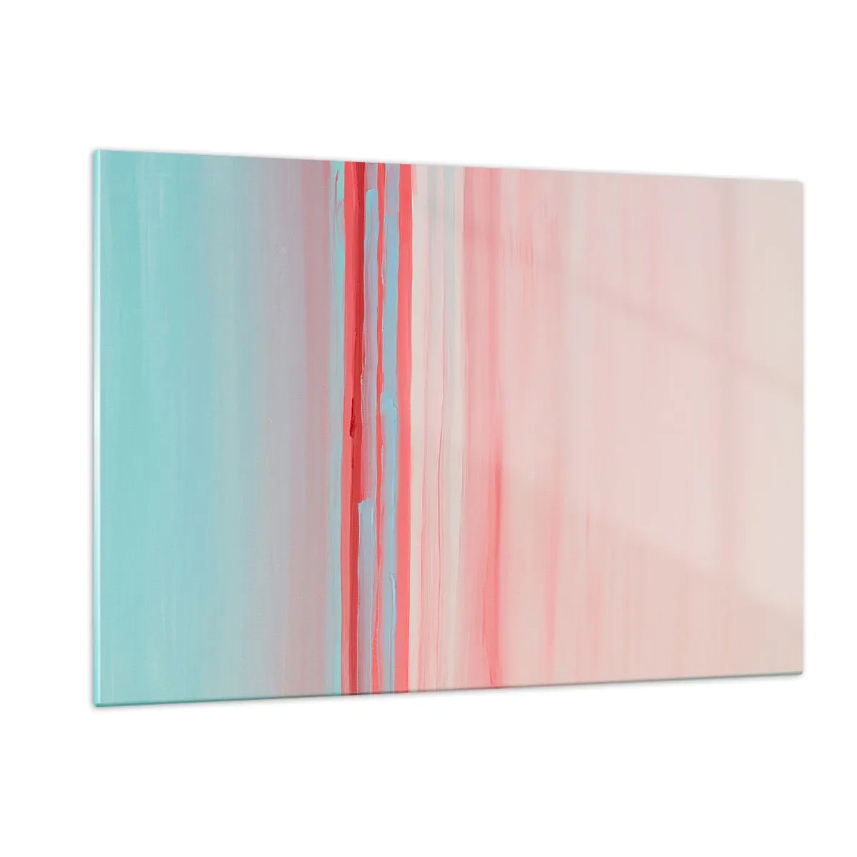 Impression sur verre - Image sur verre - Rayures verticales dans des tons pastel de rose et de bleu - 120x80cm - Abstraction à l'aube - Décoration murale moderne pour le salon et la chambre ARTTOR