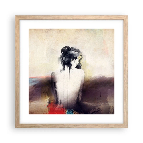 Affiche dans un chêne clair - Poster - Lignes lisses, formes ovales - 40x40 cm