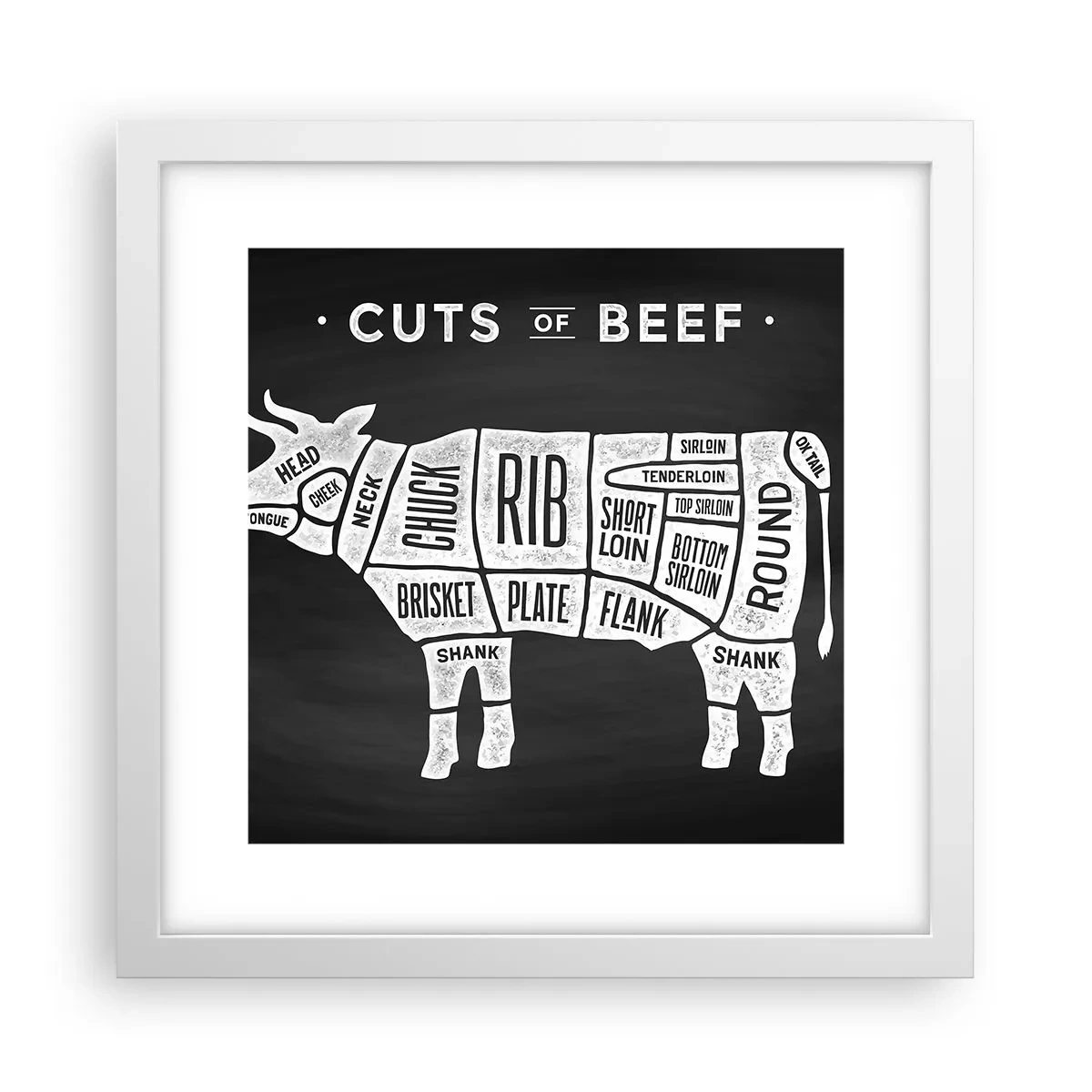 Affiche dans un cadre blanc - Poster - L'art de la découpe - 30x30 cm