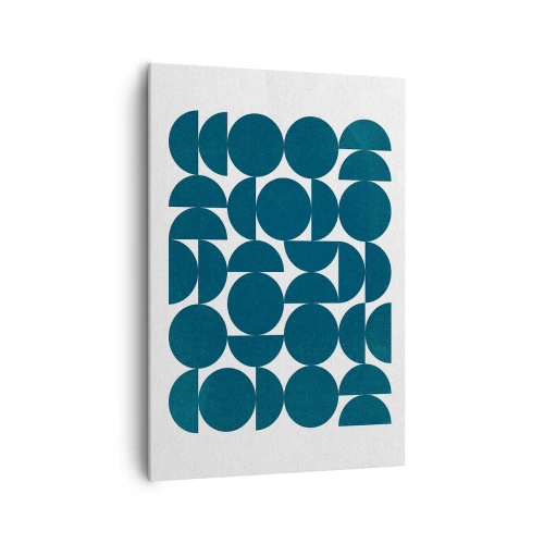 Impression sur toile - Image sur toile - Formes géométriques dans des tons bleu marine sur fond blanc - 70x100cm - Cercles et demi-cercles - Décoration murale moderne pour le salon et la chambre ARTTOR