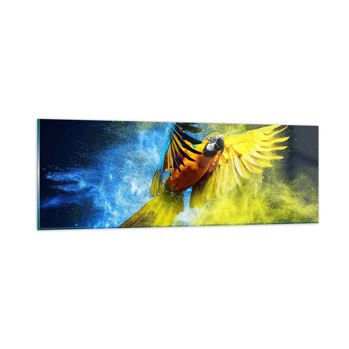 Impression sur verre - Image sur verre - Dans la poussière bleue et dorée - 90x30 cm