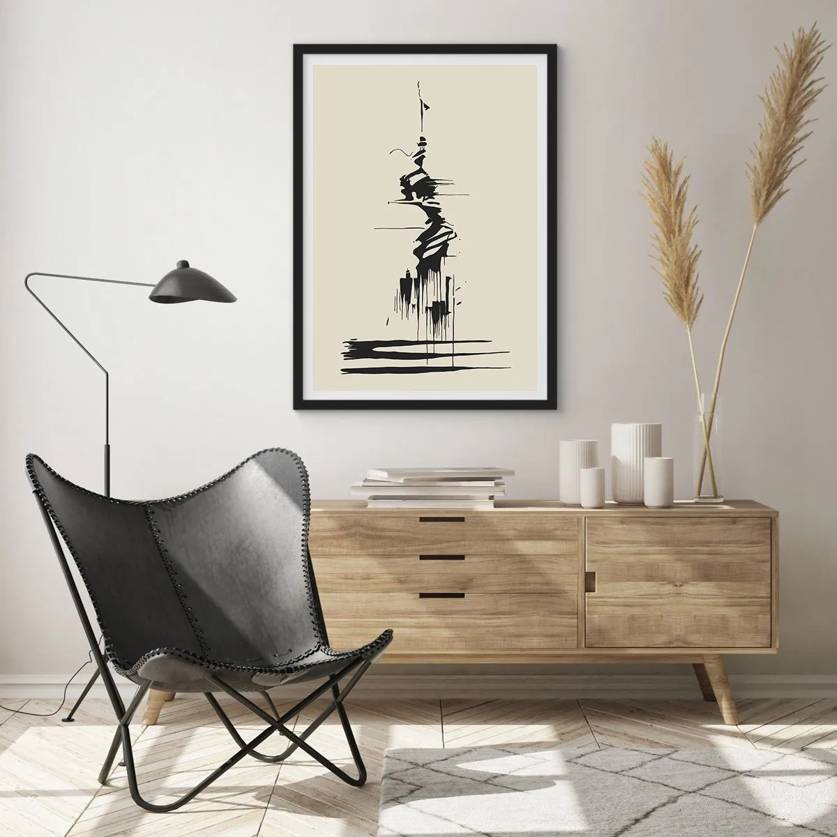 Affiche dans un cadre noir - Poster - Abstraction hâtive - 40x50 cm