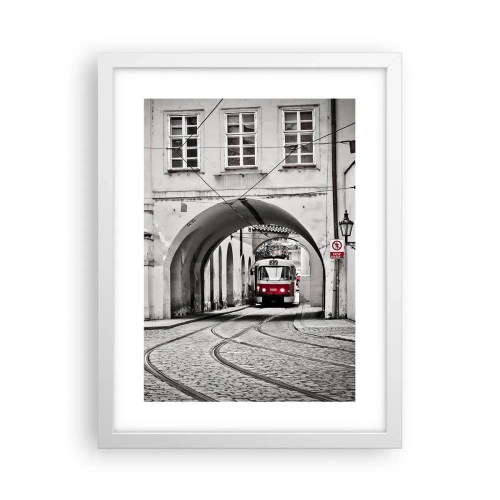 Affiche dans un cadre blanc - Poster - Dans le labyrinthe de la ville - 30x40 cm