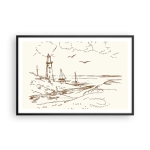 Affiche dans un cadre noir - Poster - Esquisse de souvenirs d'été - 91x61 cm
