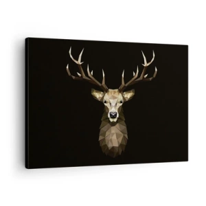 Impression sur toile - Image sur toile - Cerf polygonal géométrique sur fond noir - 70x50cm - Cerf cubique - Décoration murale moderne pour le salon et la chambre ARTTOR