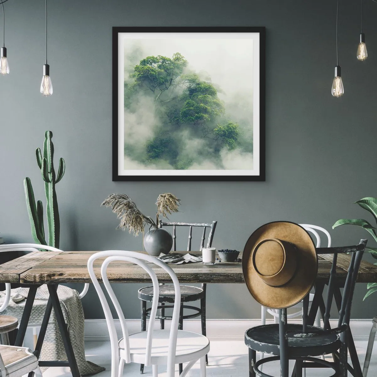 Affiche dans un cadre noir - Poster - Enveloppé de brouillard - 60x60 cm