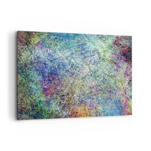 Impression sur toile - Image sur toile - Composition abstraite avec des lignes et des textures multicolores - 100x70cm - Ce n'est pas si simple - Décoration murale moderne pour le salon et la chambre ARTTOR