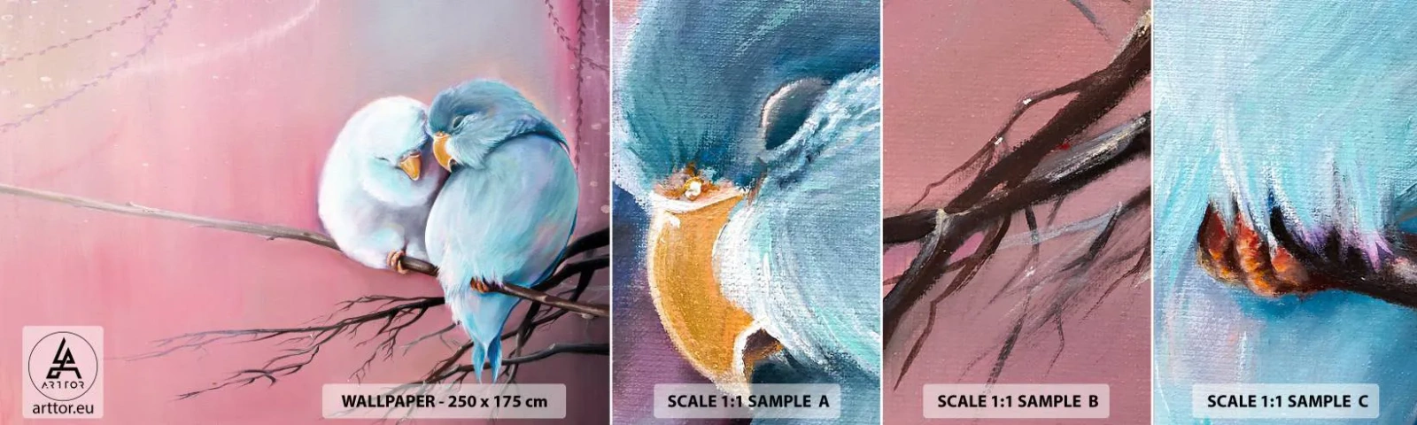 Échantillon de Papier Peint Autocollant Deluxe Sticker - Que dire de plus?... - Des oiseaux, Nature, Morceau - 100x30 cm