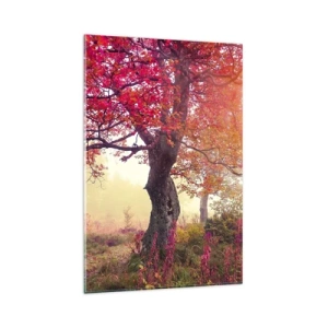 Impression sur verre - Image sur verre - Paysage d'automne avec des arbres aux couleurs intenses - 80x120cm - Frénésie de floraison - Décoration murale moderne pour le salon et la chambre ARTTOR