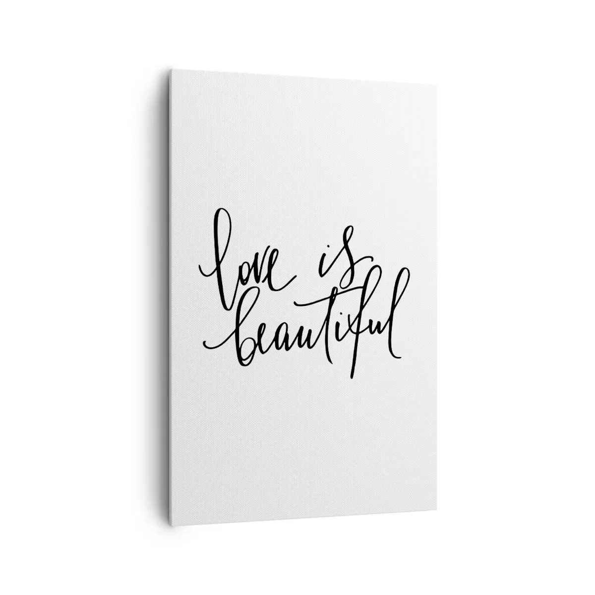 Impression sur toile - Image sur toile - Inscription noire « l'amour est beau » sur fond blanc - 80x120cm - Lire et répéter - Décoration murale moderne pour le salon et la chambre ARTTOR