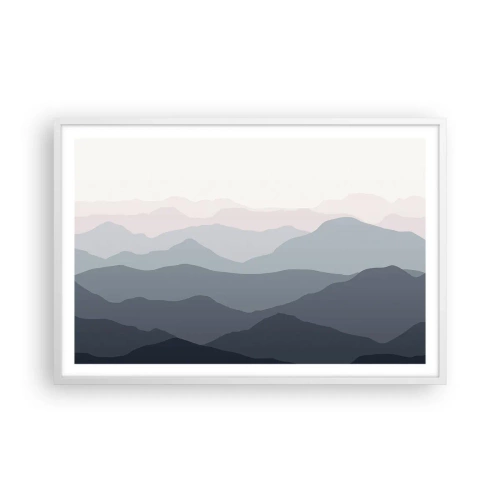 Affiche dans un cadre blanc - Poster - Vagues de montagnes - 91x61 cm