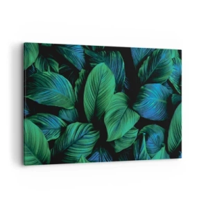 Impression sur toile - Image sur toile - Feuilles vertes dans un style minimaliste - 120x80cm - Dans la foule verte - Décoration murale moderne pour le salon et la chambre ARTTOR