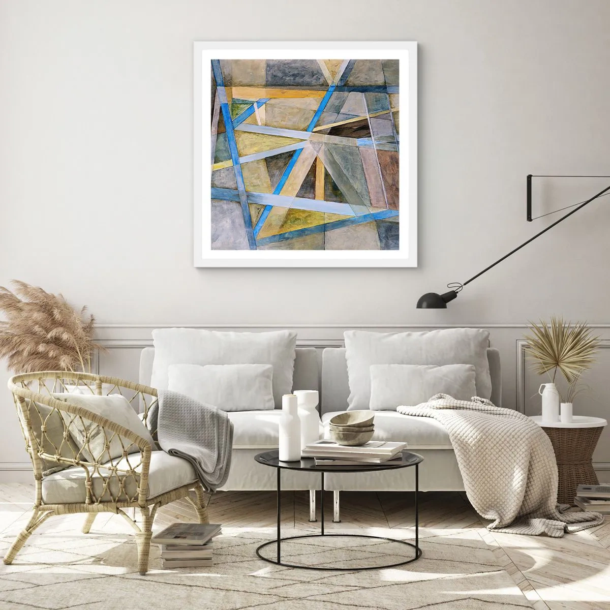 Affiche dans un cadre blanc - Poster - Tout droit ou en diagonale ? - 30x30 cm