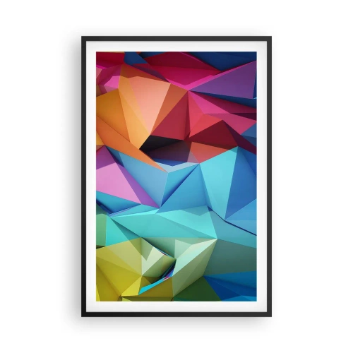 Affiche dans un cadre noir - Poster - Origami arc-en-ciel - 61x91 cm