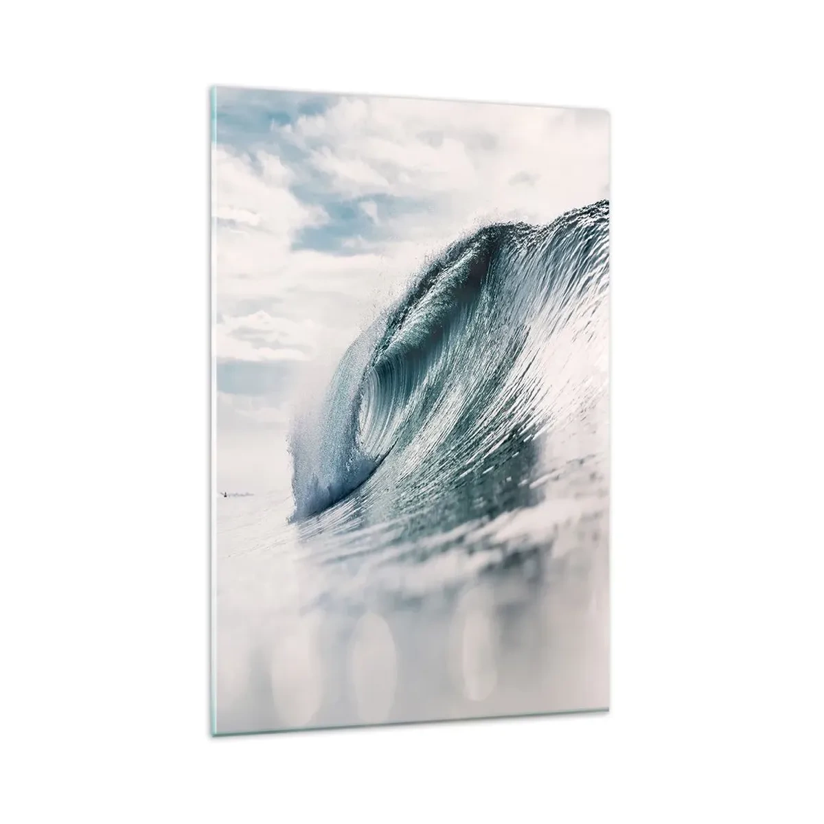 Impression sur verre - Image sur verre - Une vague de mer capturée dans un moment dynamique contre le ciel - 80x120cm - Pic d'eau - Décoration murale moderne pour le salon et la chambre ARTTOR