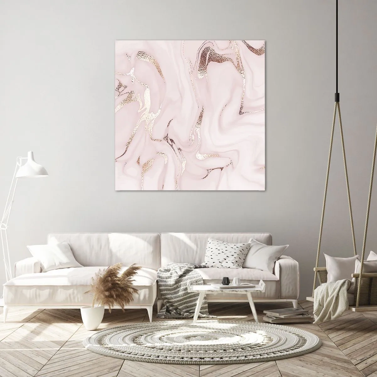 Impression sur toile - Image sur toile - Dans un châle rose - 40x40 cm