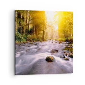 Impression sur toile - Image sur toile - Malachite dans un cadre argent et or - 70x70 cm