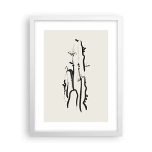 Affiche dans un cadre blanc - Poster - Herbe à fleurs - 30x40 cm