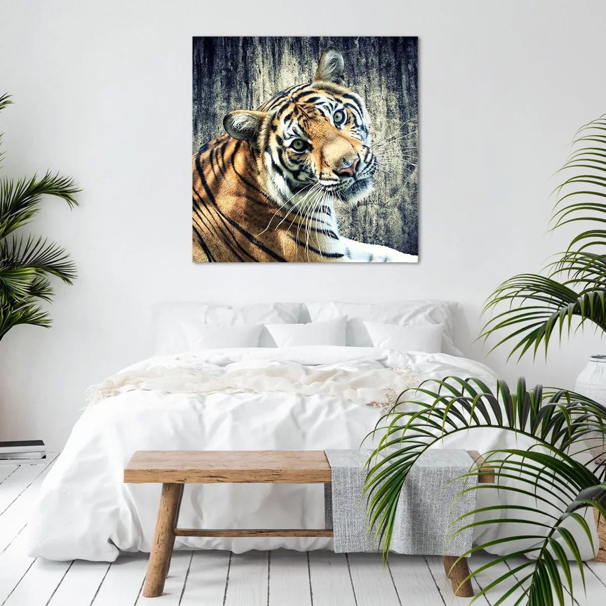 Impression sur toile - Image sur toile - Portrait dans les flots de lumière - 50x50 cm