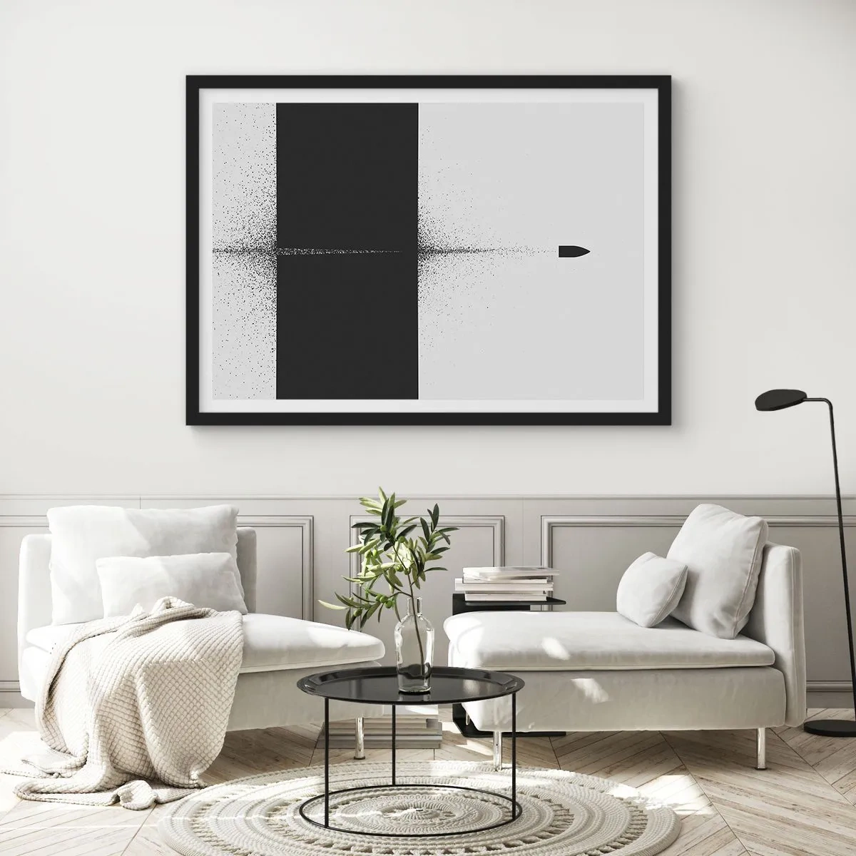 Affiche dans un cadre noir - Poster - Droit au but - 50x40 cm