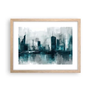 Affiche dans un chêne clair - Poster - Une ville couleur de pluie - 40x30 cm