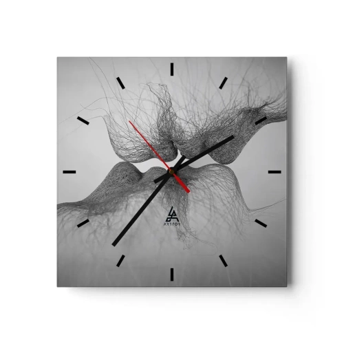 Horloge murale - Pendule murale - Un baiser abstrait présenté sous une forme éthérée - 30x30cm - La bise du vent - Décoration murale moderne pour le salon et la chambre ARTTOR