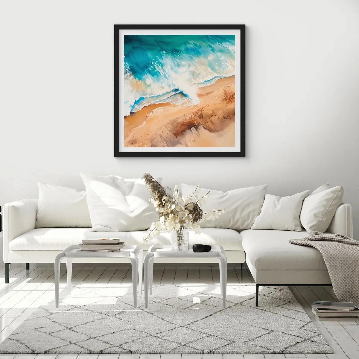 Affiche dans un cadre noir - Poster - La vague qui revient - 40x40 cm