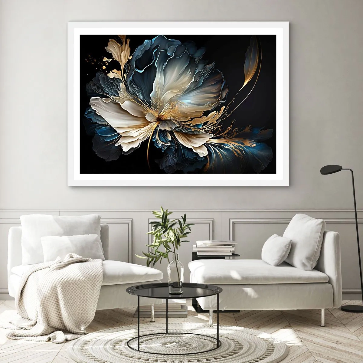 Affiche dans un cadre blanc - Poster - Fleur de fougère de conte de fées - 91x61 cm