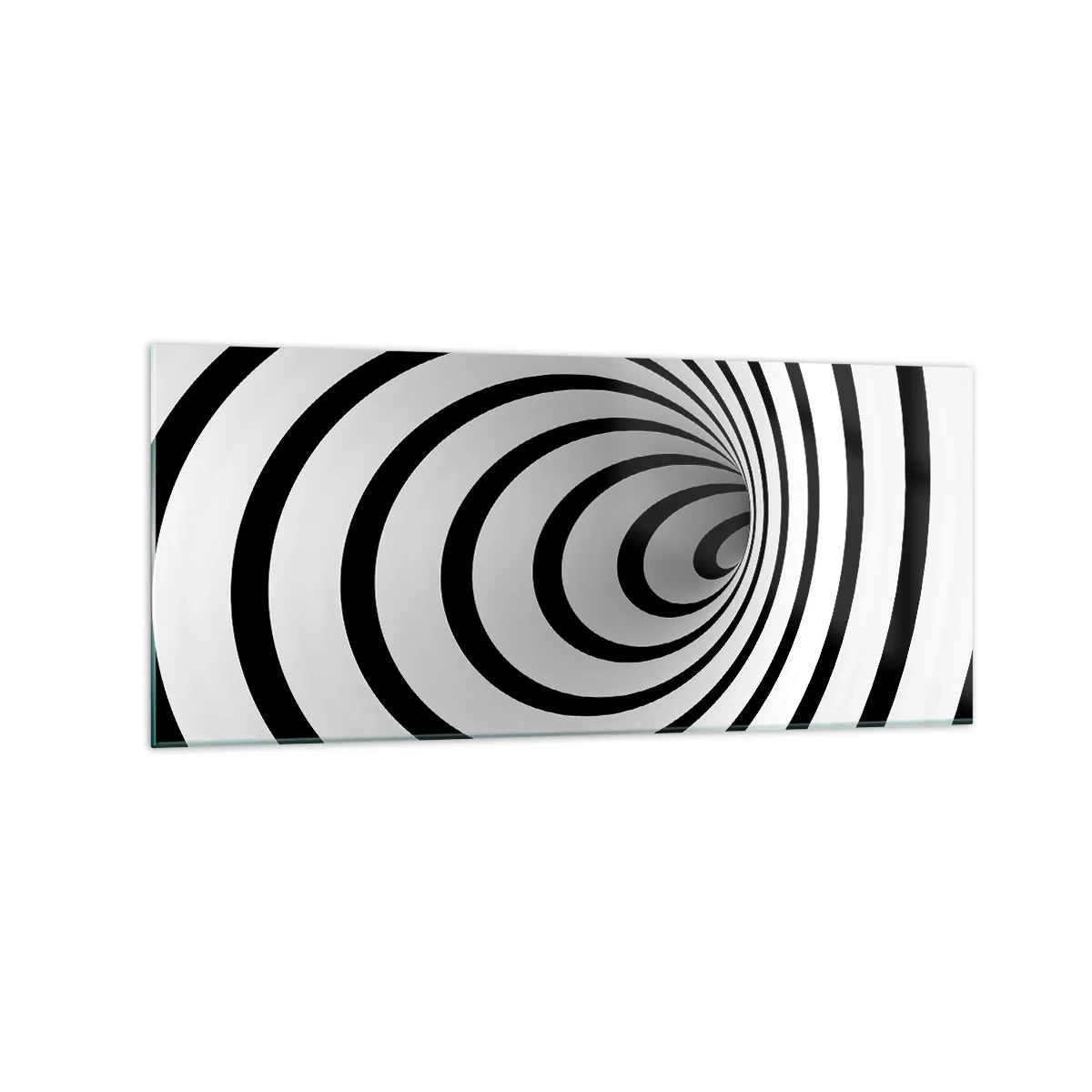 Impression sur verre - Image sur verre - Une spirale noire et blanche créant un effet hypnotique - 120x50cm - Tu ne peux pas y résister aussi ? - Décoration murale moderne pour le salon et la chambre ARTTOR