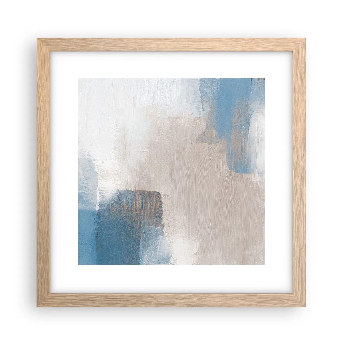 Affiche dans un chêne clair - Poster - Abstraction rose derrière un rideau de bleu - 30x30 cm