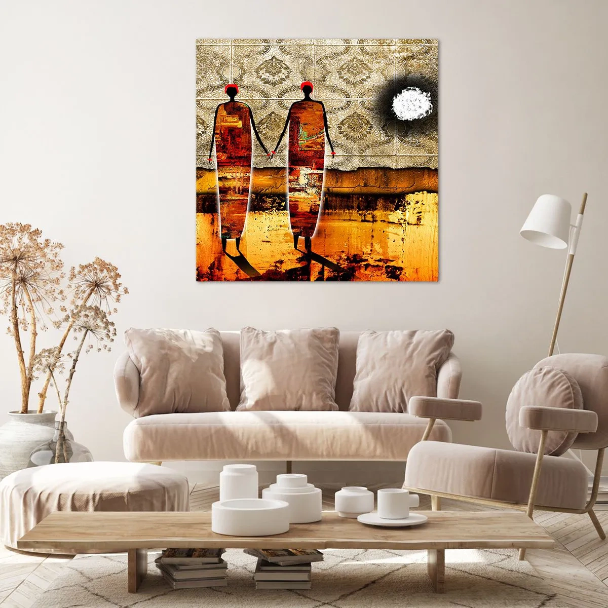 Impression sur toile - Image sur toile - Composition ethnique aux couleurs de l'Afrique - 30x30 cm